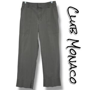 Club Monaco Gray Utility Pocket Straight Leg Crop Pants Cotton Stretch Womens 8